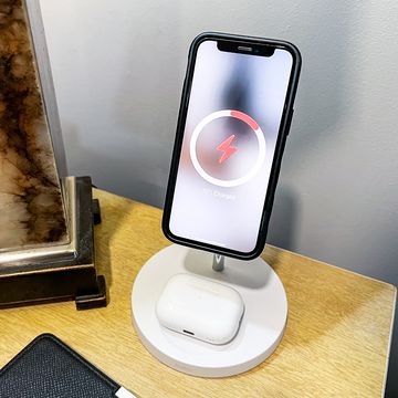 apple charging station with airpods phone and watch