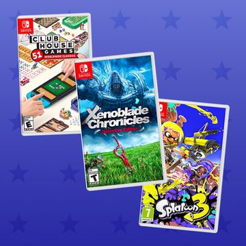 nintendo switch with 51 club house games, xenoblade chronicles, splatoon 3, and pokemon violet